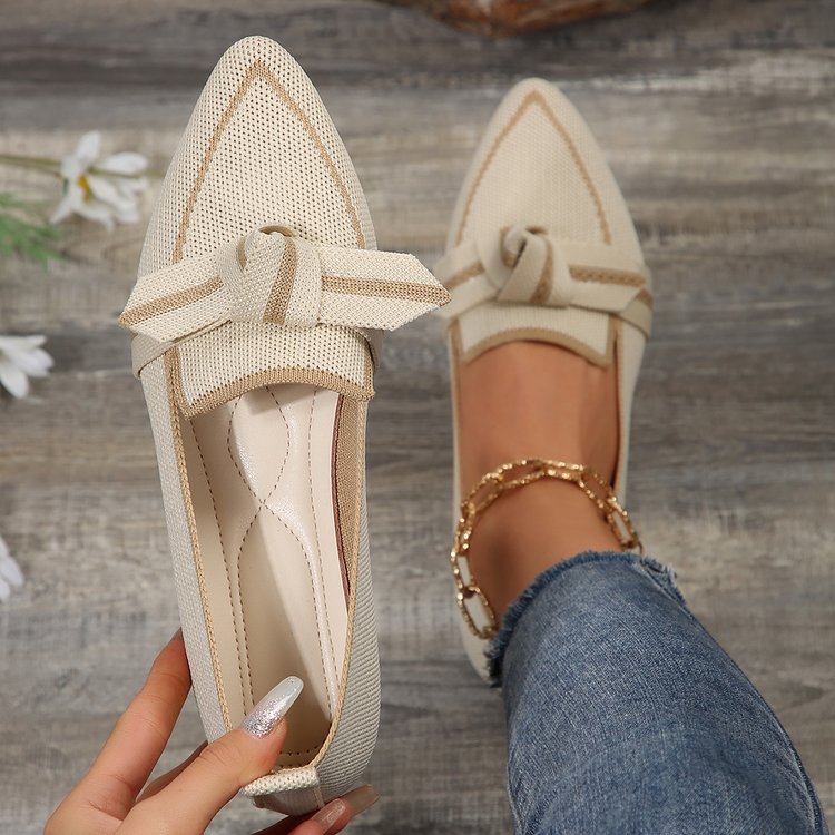 Women’s Breathable Slip-On Flat Loafers with Bow Detail