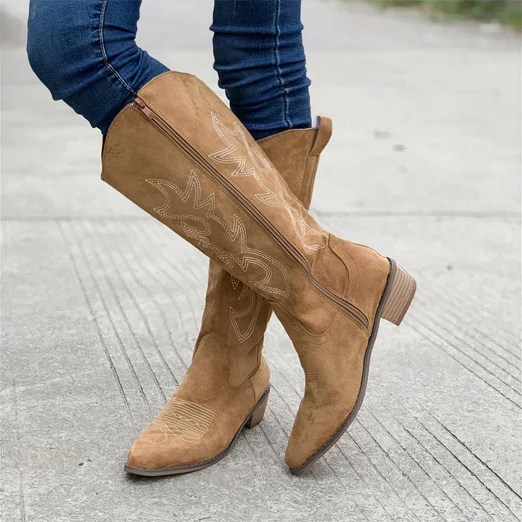 Women’s Brown Suede Western Cowboy Boots