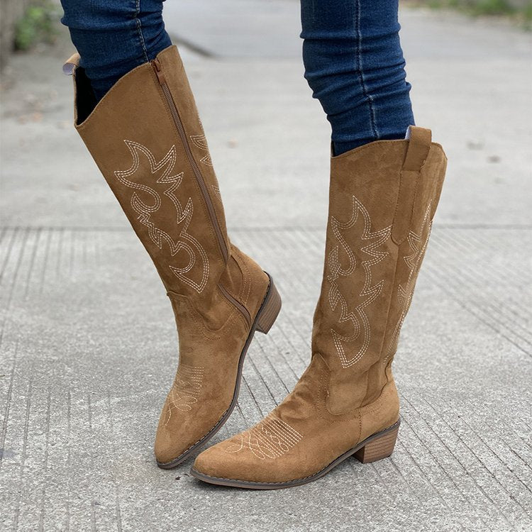 Women’s Brown Suede Western Cowboy Boots