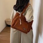 Women’s Corduroy Multi Pocket School Tote Bag