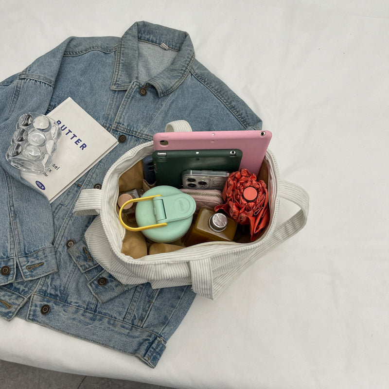 Women’s Corduroy Multi Pocket School Tote Bag