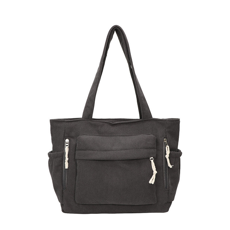 Women’s Corduroy Multi Pocket Shoulder Tote Bag