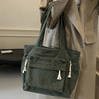 Women’s Corduroy Multi Pocket Shoulder Tote Bag