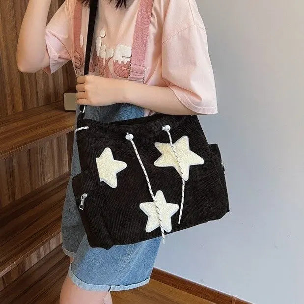 Women’s Corduroy Star Tote Shoulder Bag