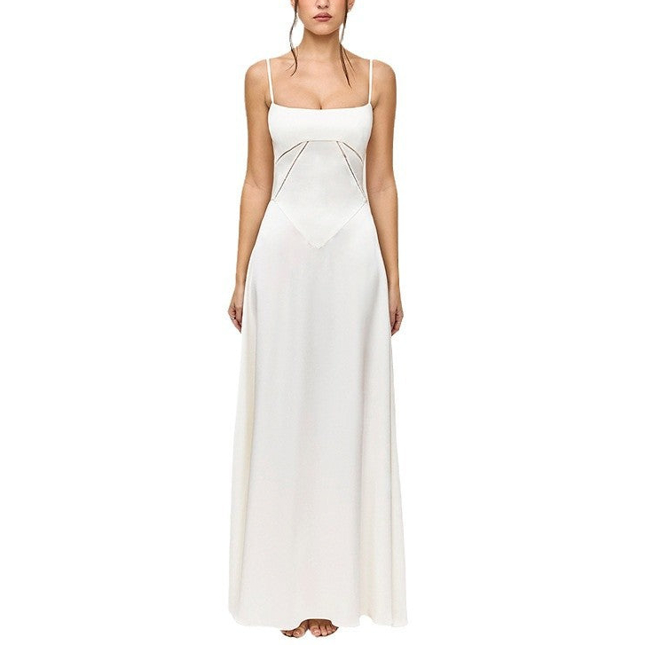 Women’s Corset Flowy Maxi Dress with Spaghetti Straps