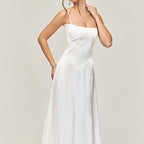 Women’s Corset Flowy Maxi Dress with Spaghetti Straps