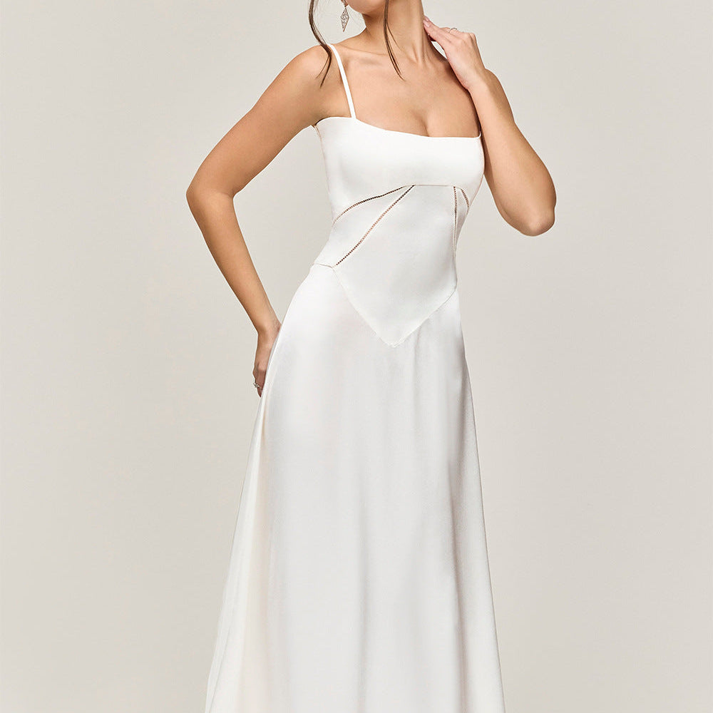 Women’s Corset Flowy Maxi Dress with Spaghetti Straps