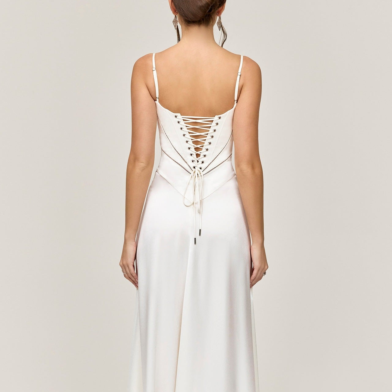 Women’s Corset Flowy Maxi Dress with Spaghetti Straps