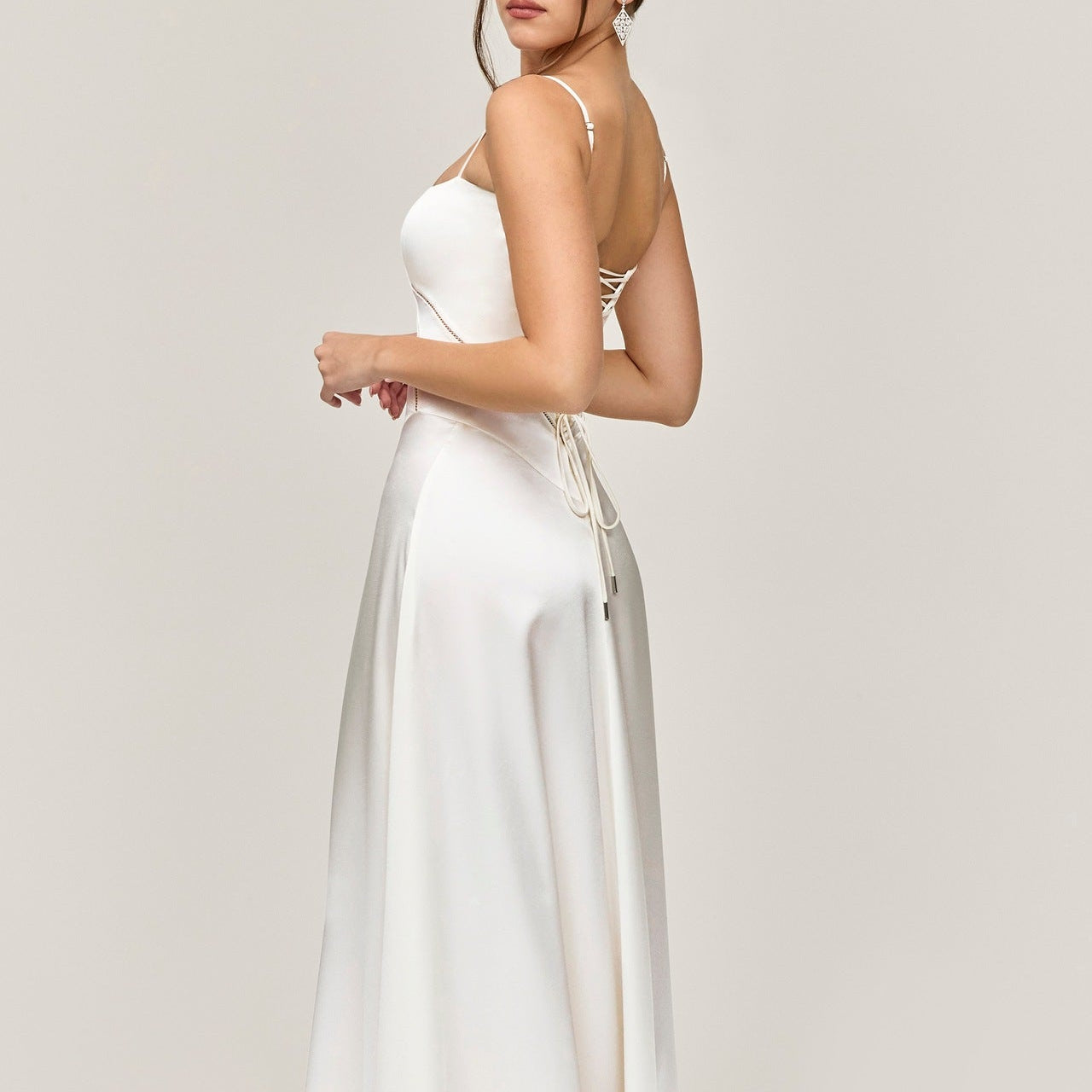 Women’s Corset Flowy Maxi Dress with Spaghetti Straps
