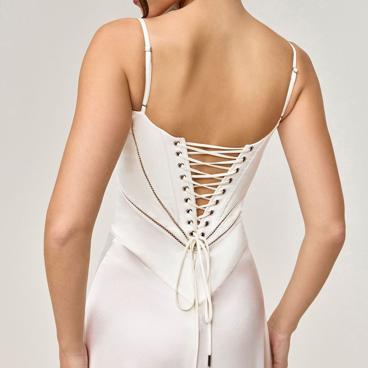 Women’s Corset Flowy Maxi Dress with Spaghetti Straps