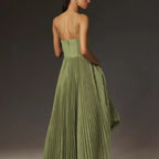 Women’s Corset Pleated Midi Dress with Spaghetti Straps