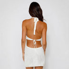 Women’s Crochet Knit Halter Neck Mini Beach Dress