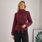 Women’s Cropped Double Breasted Belted Trench Coat