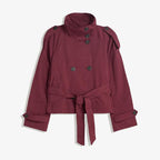 Women’s Cropped Double Breasted Belted Trench Coat