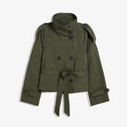 Women’s Cropped Double Breasted Belted Trench Coat