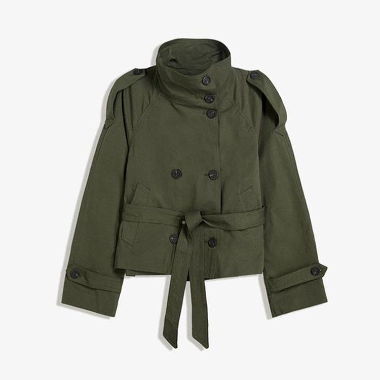 Women’s Cropped Double Breasted Belted Trench Coat