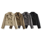 Women’s Cropped Double Breasted Trench Jacket