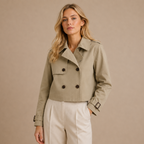Women’s Cropped Double Breasted Trench Jacket