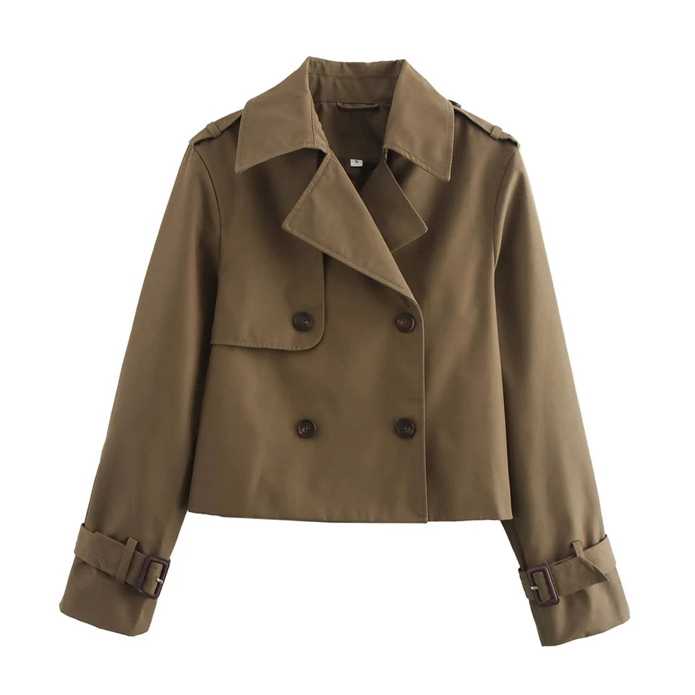 Women’s Cropped Double Breasted Trench Jacket