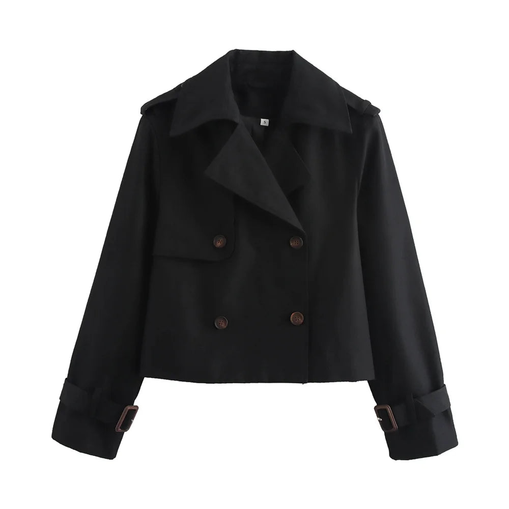 Women’s Cropped Double Breasted Trench Jacket