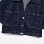 Women’s Cropped Short-Sleeve Denim Jacket with Patch Pockets