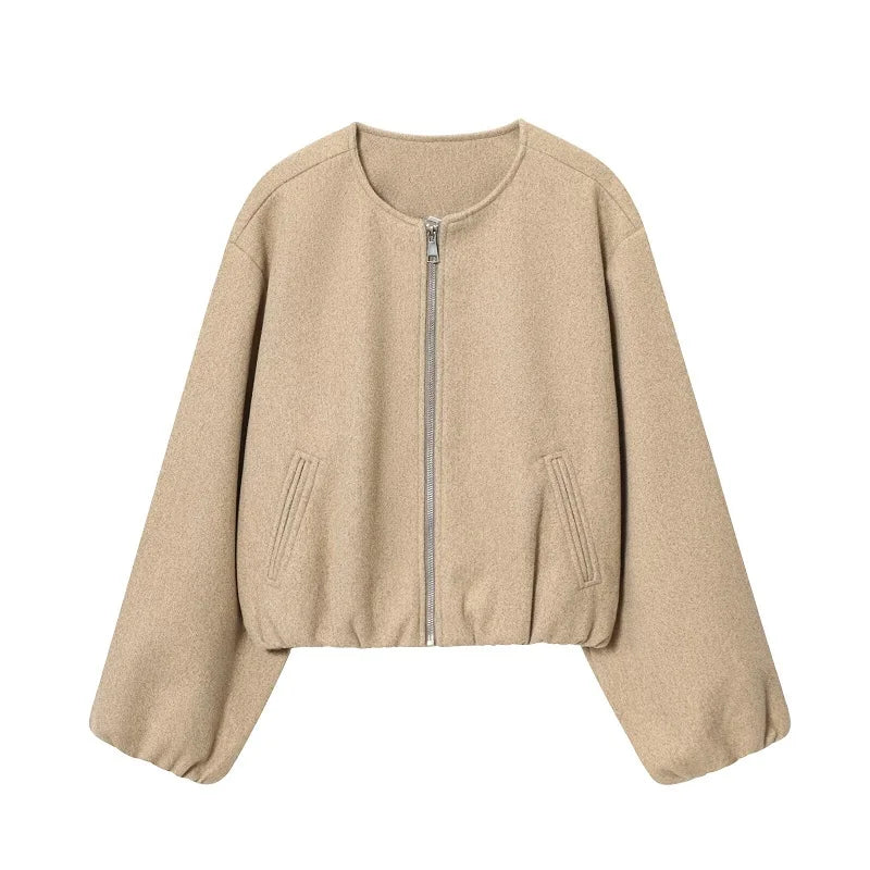 Women’s Cropped Zip Front Bomber Jacket