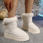 Women’s Faux Fur Trim Flat Ankle Boots