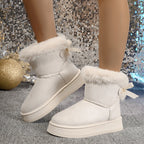 Women’s Faux Fur Trim Flat Ankle Boots