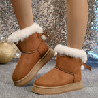 Women’s Faux Fur Trim Flat Ankle Boots