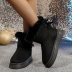 Women’s Faux Fur Trim Flat Ankle Boots