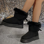 Women’s Faux Fur Trim Flat Ankle Boots