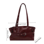 Women’s Faux Leather Shoulder Bag with Buckle Strap Detail