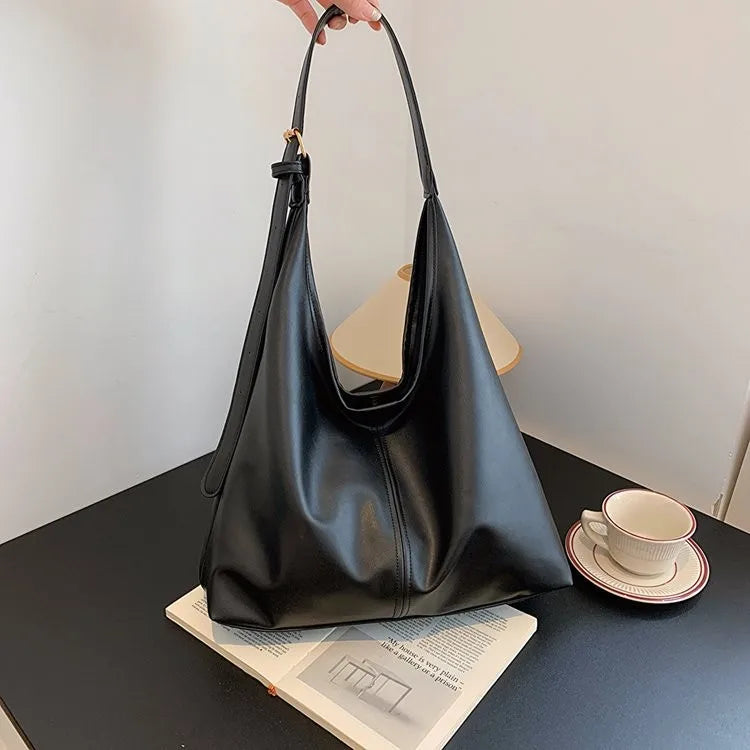 Women’s Faux Leather Tote Bag with Adjustable Shoulder Strap