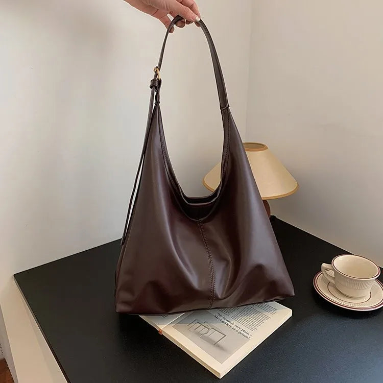 Women’s Faux Leather Tote Bag with Adjustable Shoulder Strap
