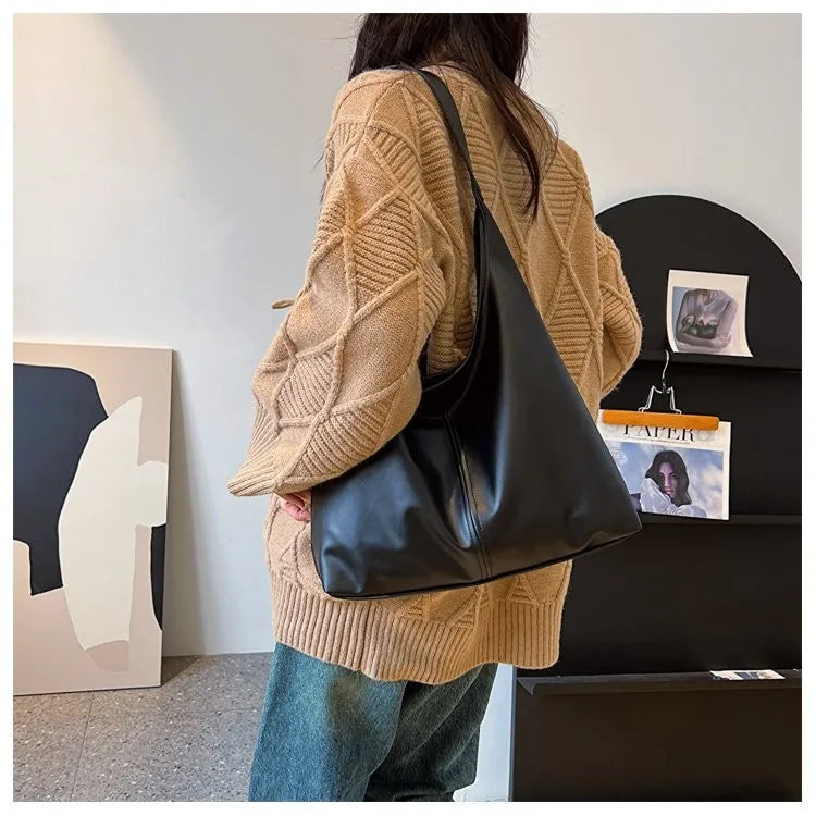 Women’s Faux Leather Tote Bag with Adjustable Shoulder Strap