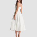 Women’s Fit and Flare Midi Summer Dress with Spaghetti Straps
