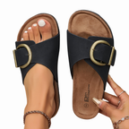 Women’s Flat Slip-On Sandals with Buckle