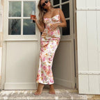 Women’s Floral Bodycon Maxi Dress with Spaghetti Straps