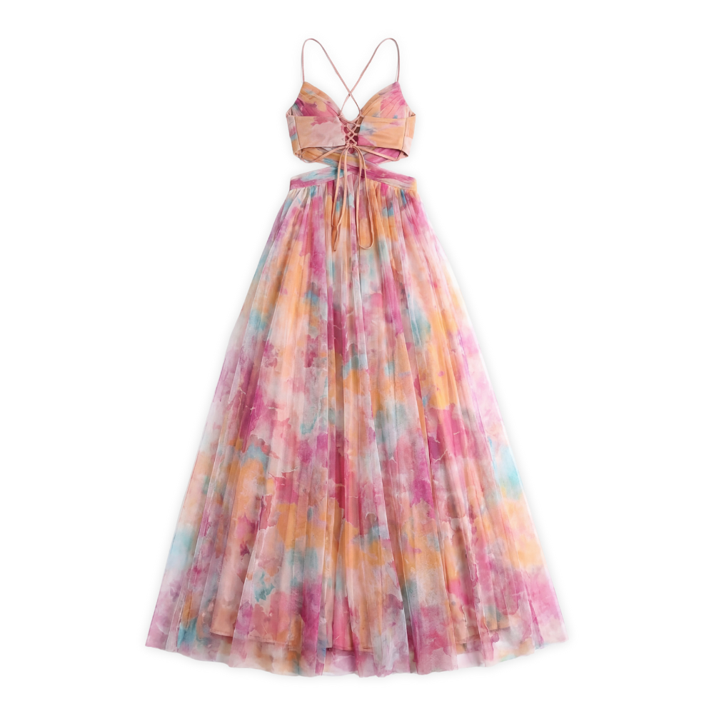 Women’s Floral Maxi Dress with Spaghetti Strap