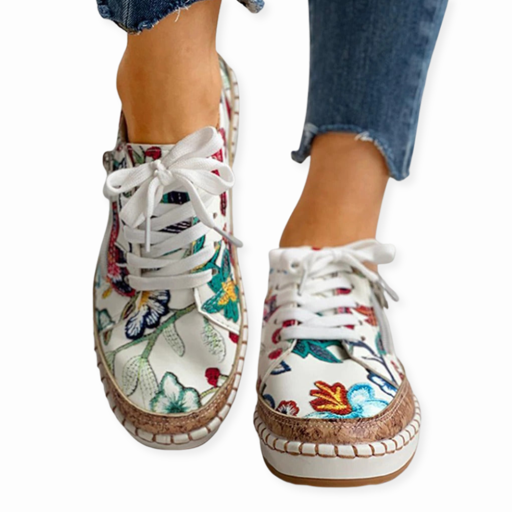 Women’s Floral Print Lace-Up Shoes