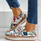 Women’s Floral Print Lace-Up Shoes