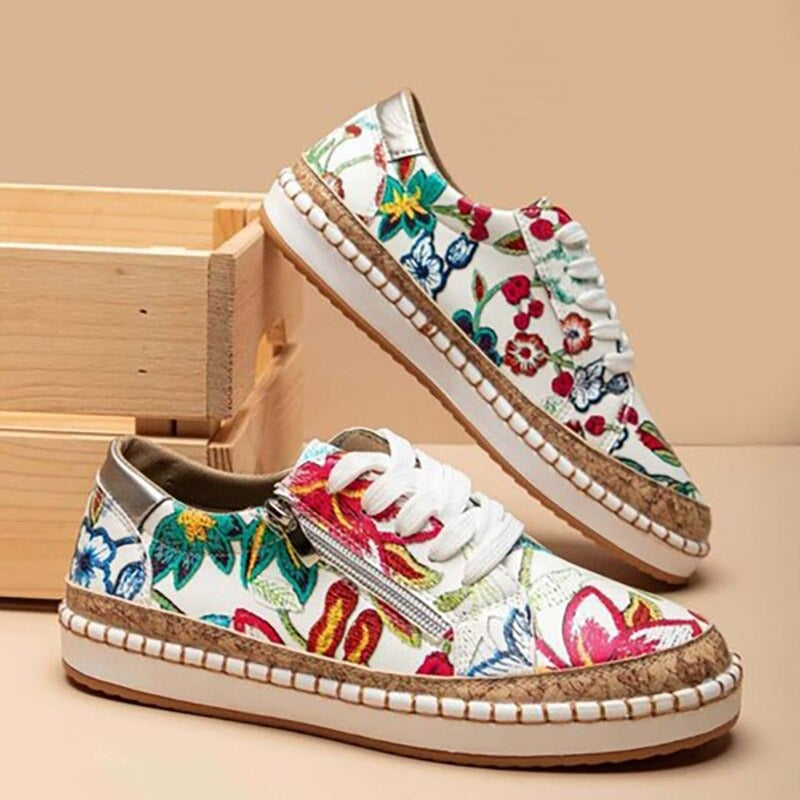 Women’s Floral Print Lace-Up Shoes