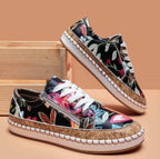 Women’s Floral Print Lace-Up Shoes