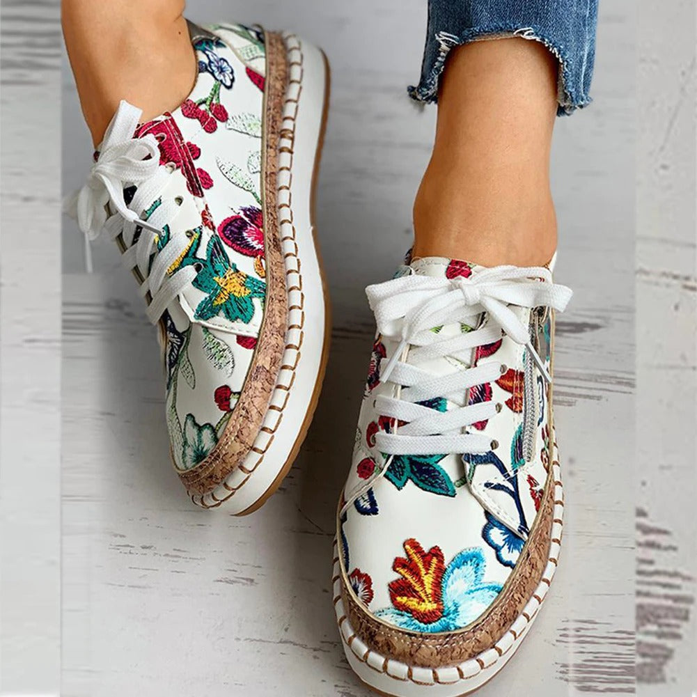 Women’s Floral Print Lace-Up Shoes