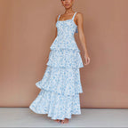 Women’s Floral Tiered Maxi Dress with Bow Back