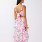 Women’s Floral Tiered Maxi Dress with Bow Back