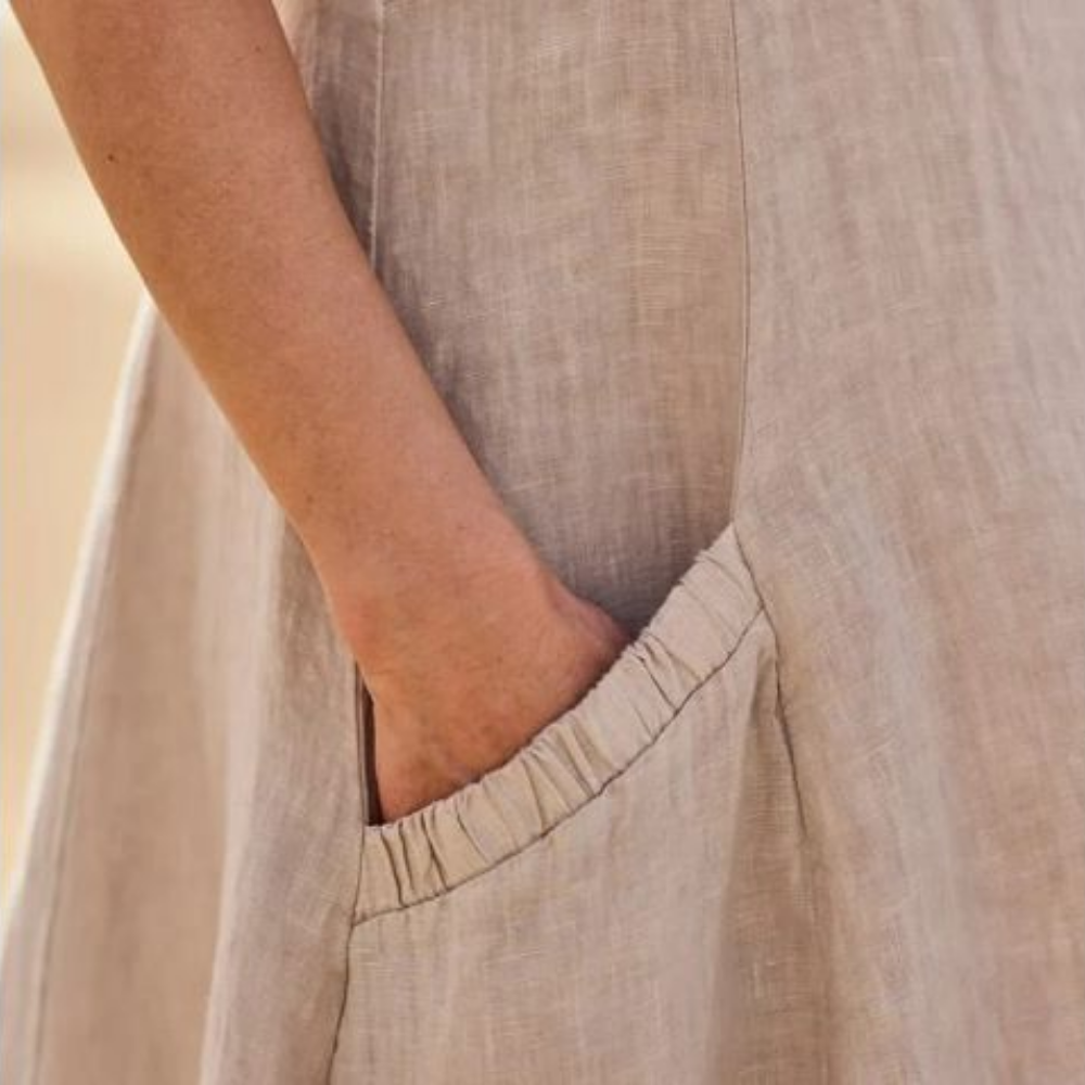 Women’s Flowy Summer Midi Dress with Pockets and Sleeveless