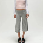 Women’s Fold Over Waist Wide Leg Capri Legging Pants