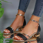 Women’s Glitter Block Heel Sandals