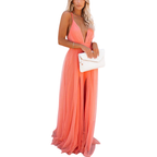 Women’s Halter Neck Backless Flowy Maxi Dress